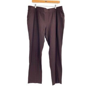 Kate Hill Womens Plus Size 3X Brown Elastic Waistband Pants Stretch Pull-On